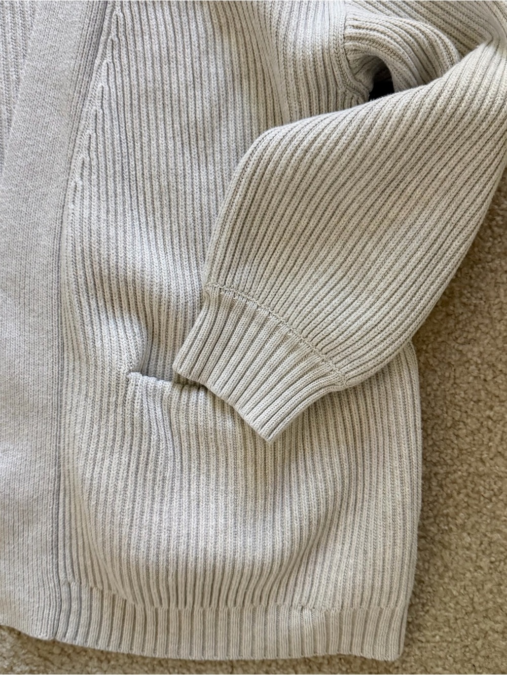 Quince 100% Cotton Open-Front Ribbed Cardigan in Cream Size M - Picture 4 of 11